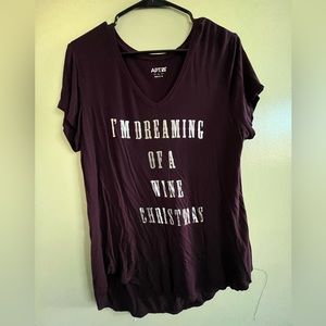 Apt 9 “I’m Dreaming of a Wine Christmas”Purple T-shirt Size L. Good Condition.